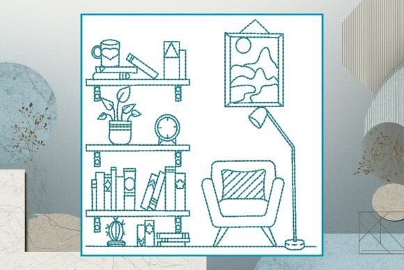 Review: Bookshelf 3 Line Art Embroidery Design