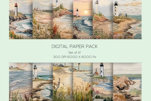 Reviewing the Beach Lighthouse Embroidery Paper Set